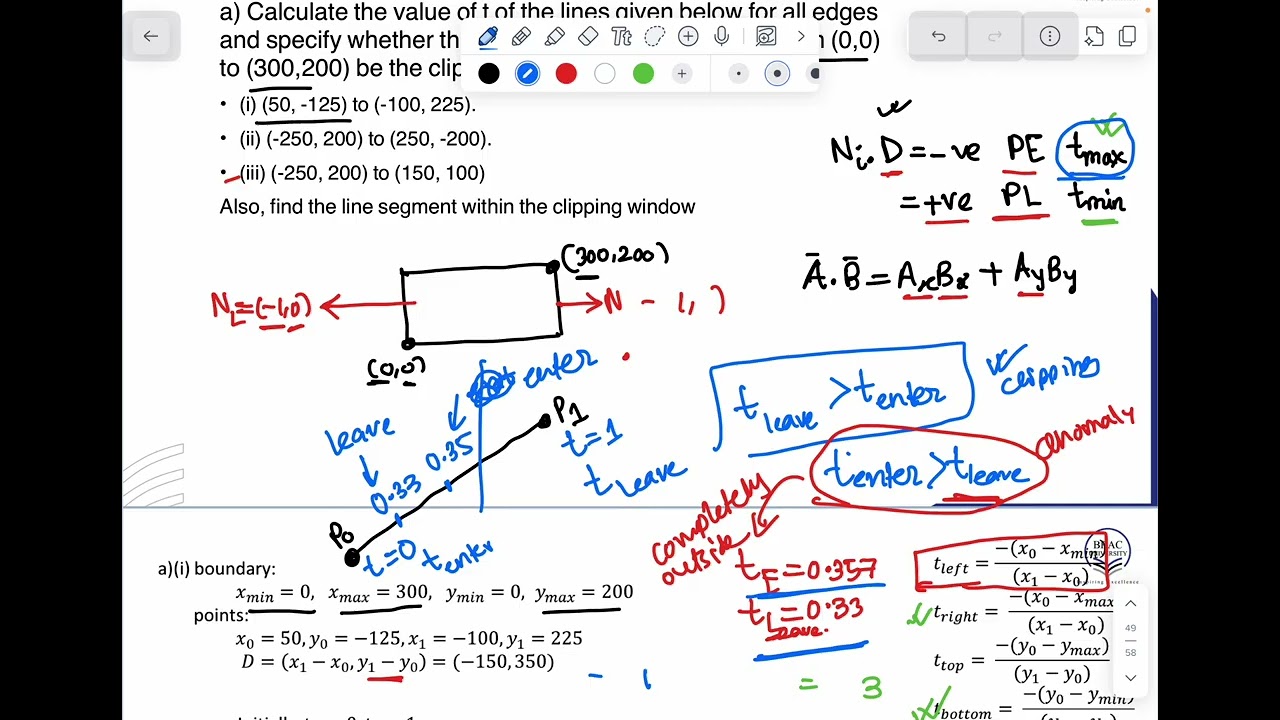 Cyrus-Beck Algorithm: Mathematical Problem 2