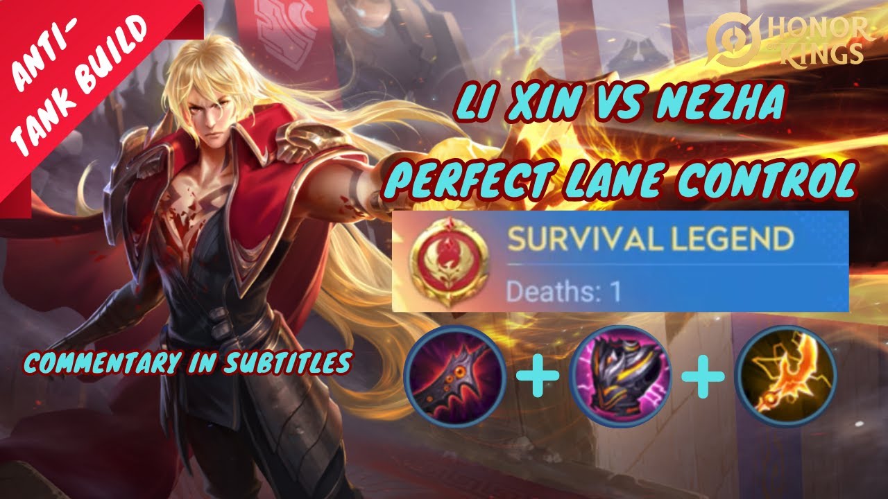 Li Xin VS Nezha | Dominate Game by Controlling Lane and Enemy Jungle | Honor of Kings Li Xin Build