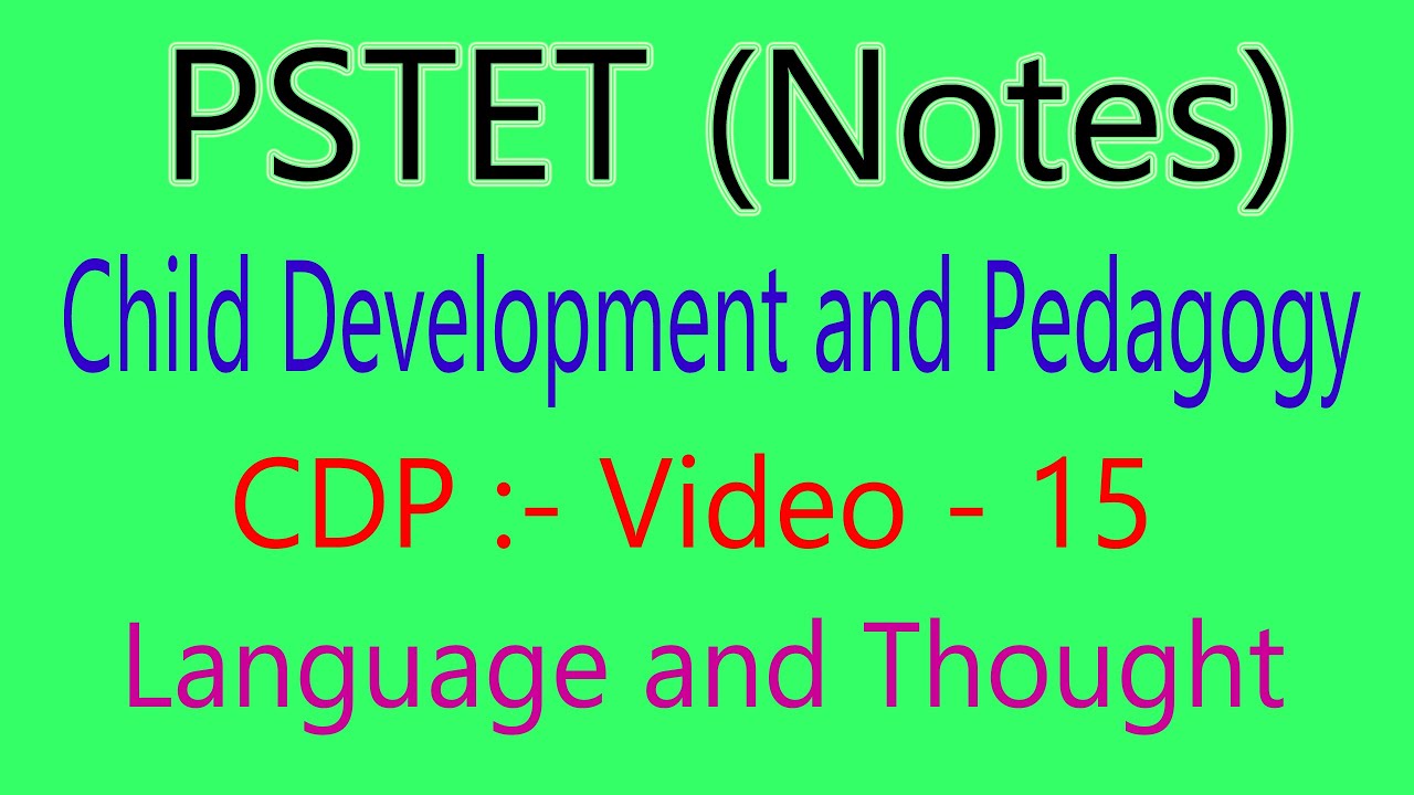 Child development and pedagogy Language and Thought pstet video -15