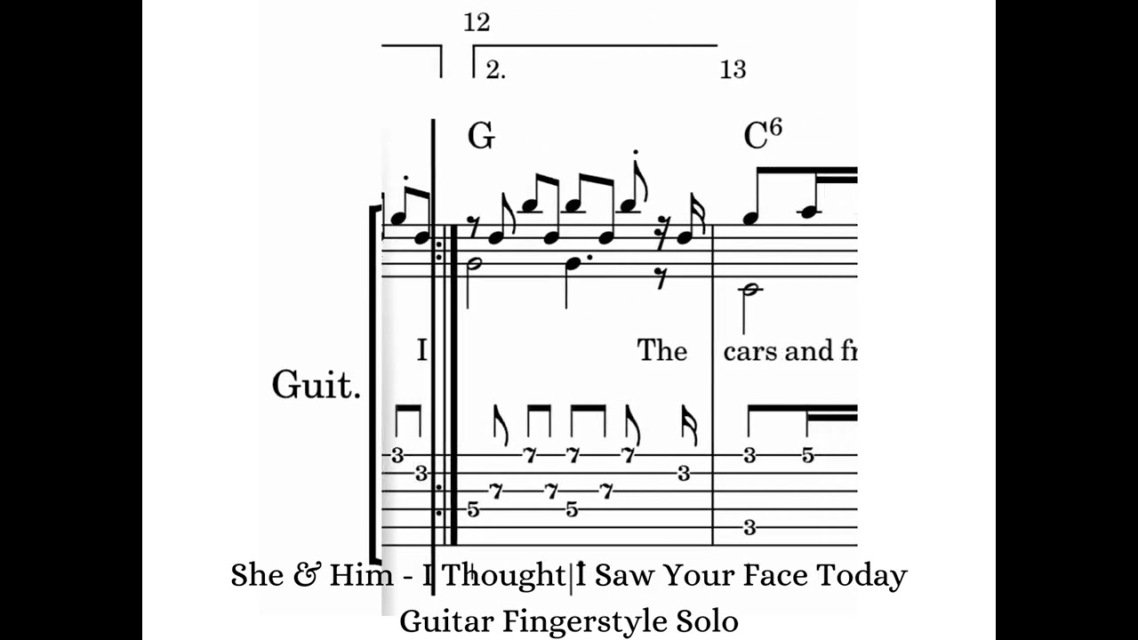 She & Him - I Thought I Saw Your Face Today | Guitar Fingerstyle Solo Music