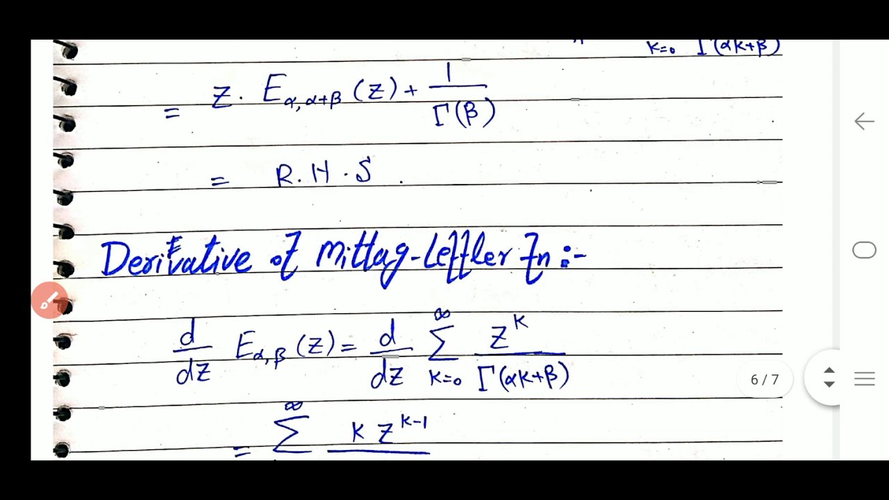 Mittag Leffler Function || Derivatives of Mittag Leffler Function || Fractional Calculus