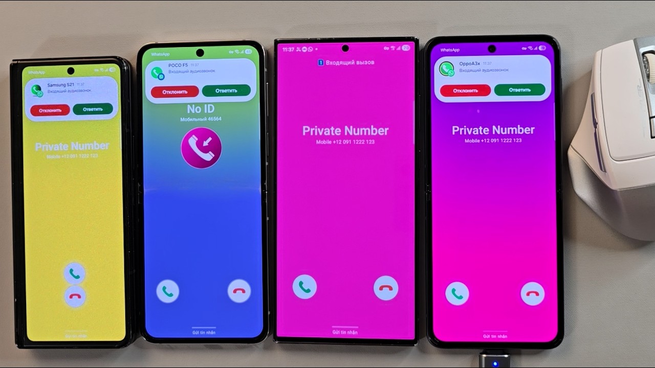 Incoming call Samsung Flip 3 Samsung Flip 5 Samsung ZFold3 Samsung S23 Ultra with mouse control
