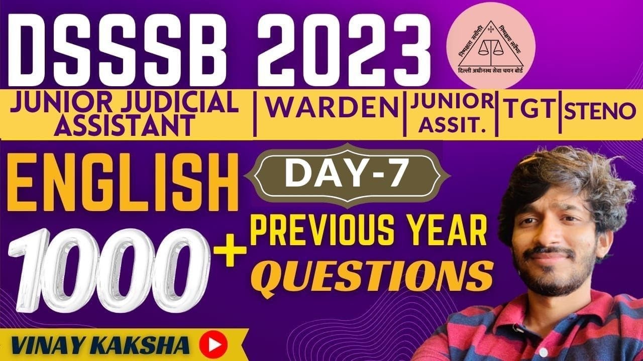 DSSSB Previous Year Questions|English | Day 6|JJA Warden//PGT Asst. Grade 2 |English Grammar#dsssb