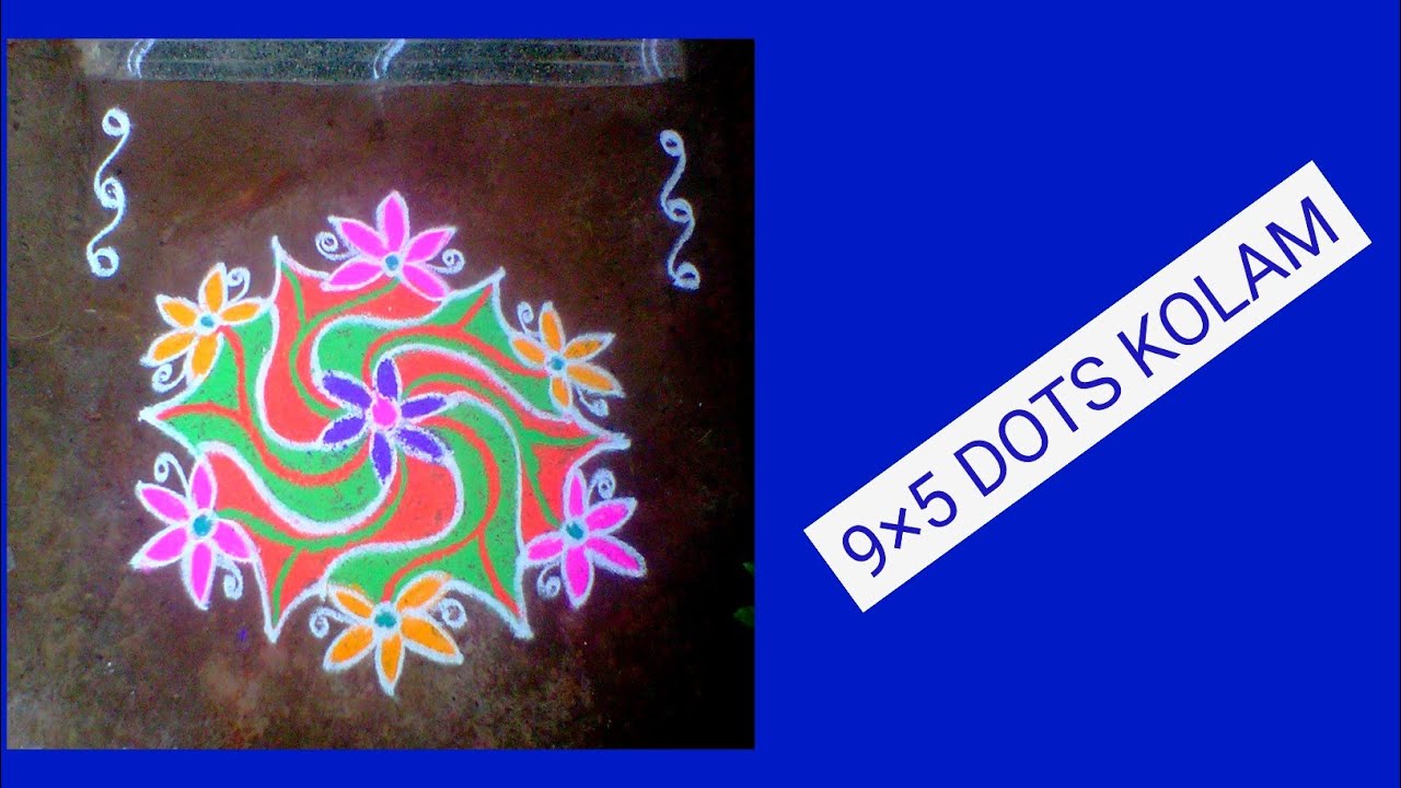 karadaiyan nombu special kolam/ugadi muggulu/9×5 dots kolam ‎@PEARLvictoryMv20 