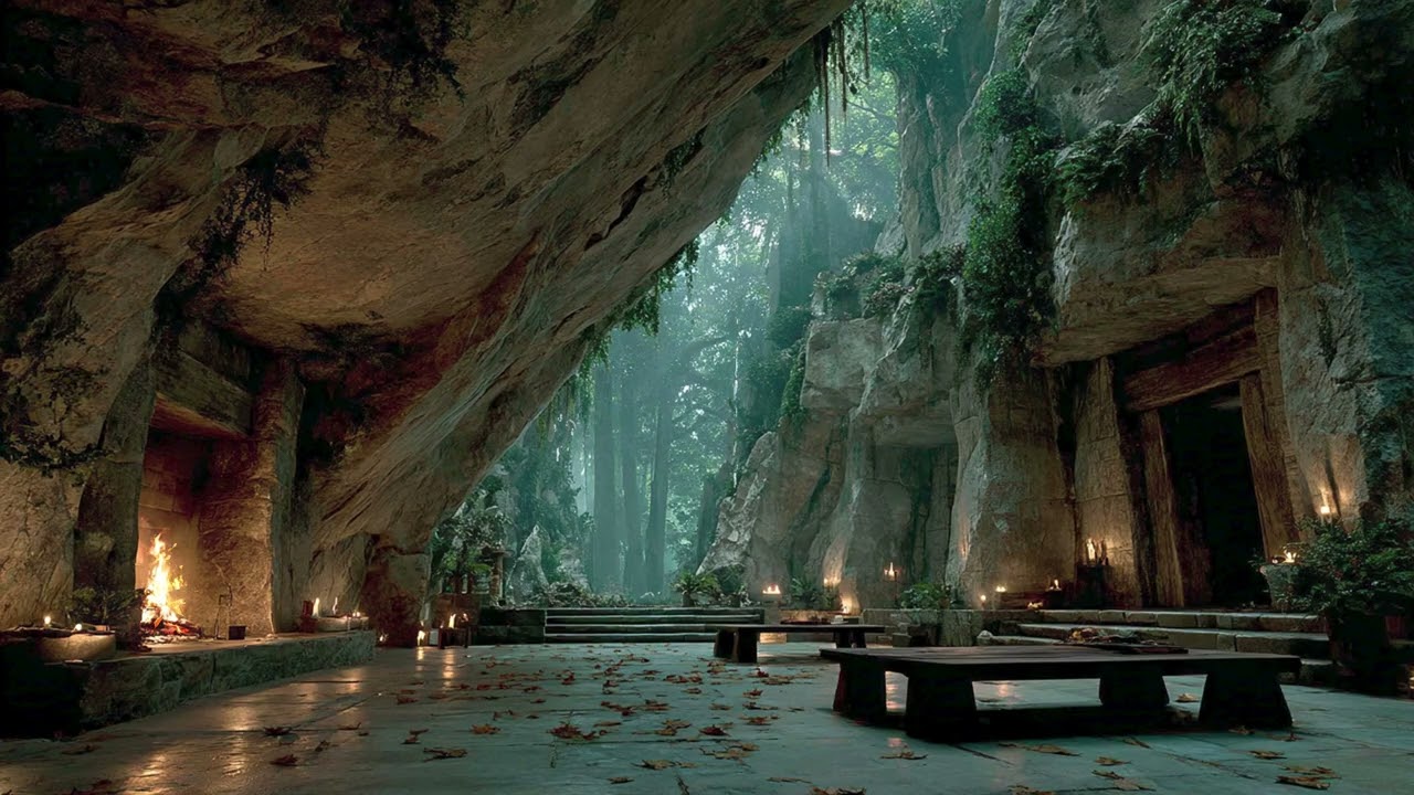 Dark Forest Cave Shelter | Massive Night Storm and Intense Rain for Deep Sleep 🌩️🌧️