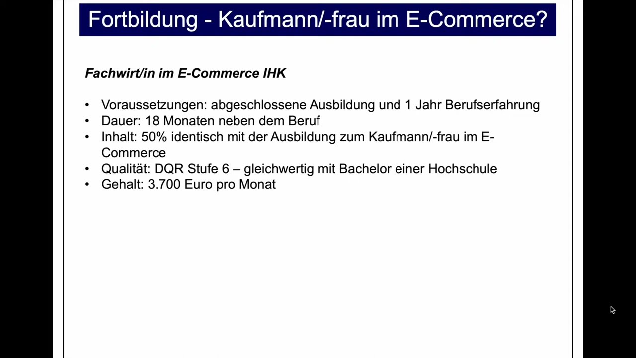 Fortbildung für Kaufleute im E-Commerce