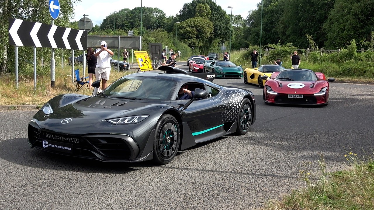 $100M 40+ Hypercars Arriving At A Car Show: 3X Daytona SP3, 2X Valhalla, 5X Veyron, 2X LFA, AMG One.