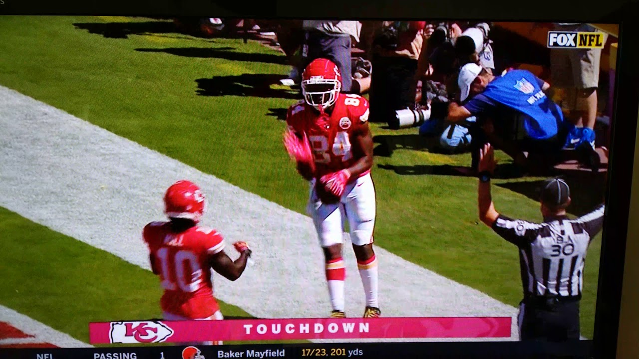 KC Chiefs Demetrius Harris TD: free throw celebration