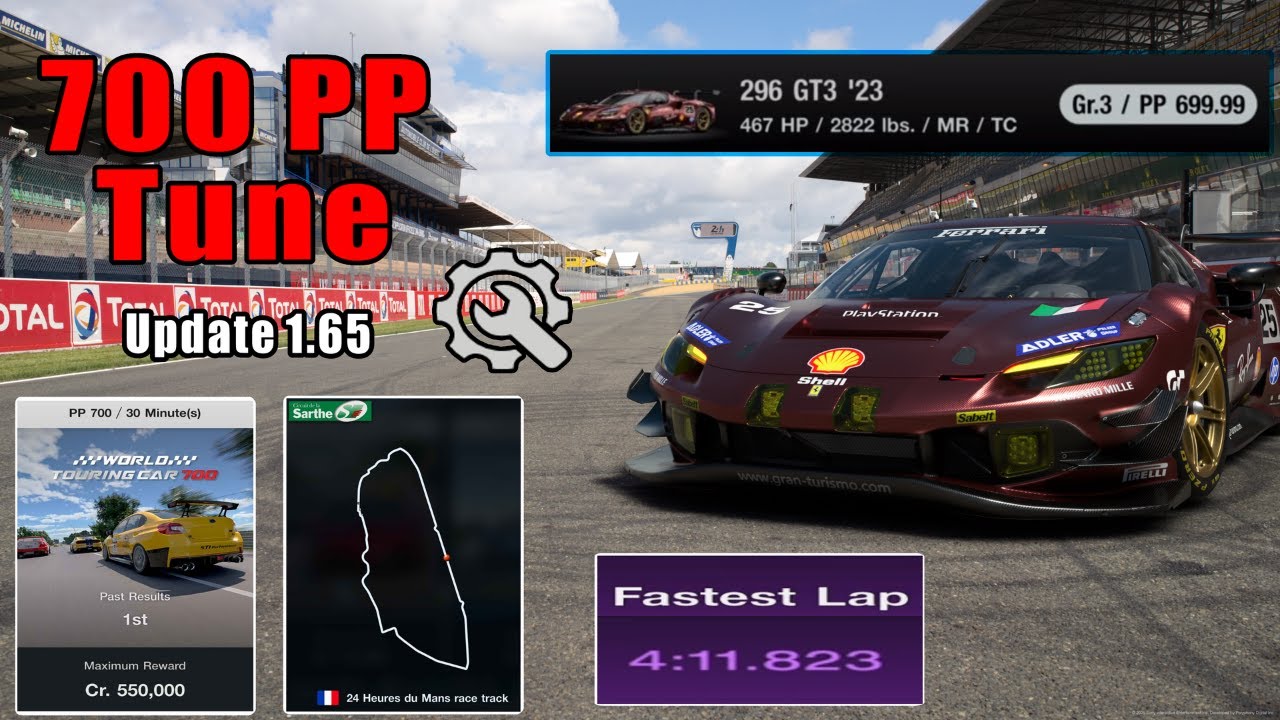 GT7|Ferrari 296 GT3 '23|LeMans 700pp|1.65