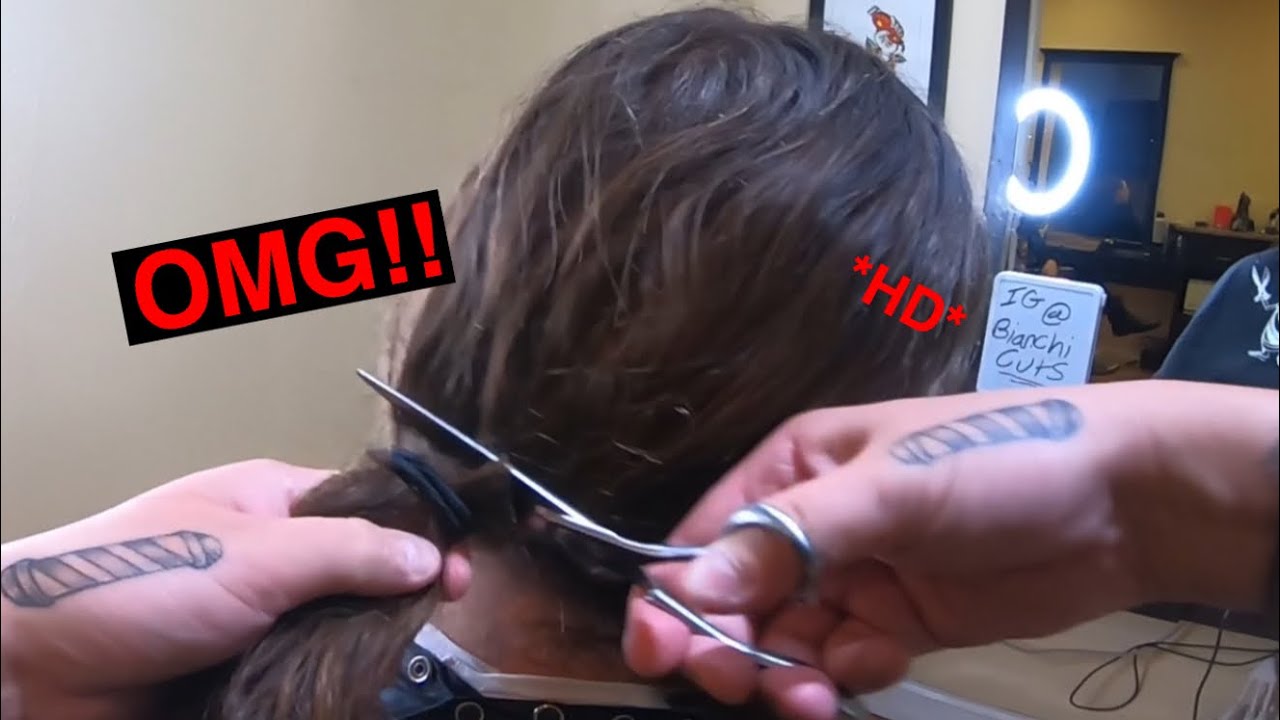 HAIRCUT TUTORIAL POV #42 ( HAIRCUT TRANSFORMATION *chopping off pony tail!*)
