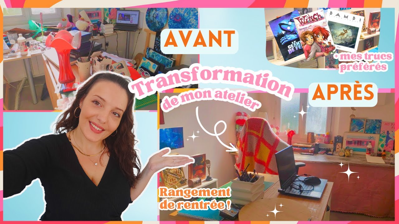 Transformation et rangement de mon ATELIER ( ROOM TOUR + je vous montre mes trucs préférés)