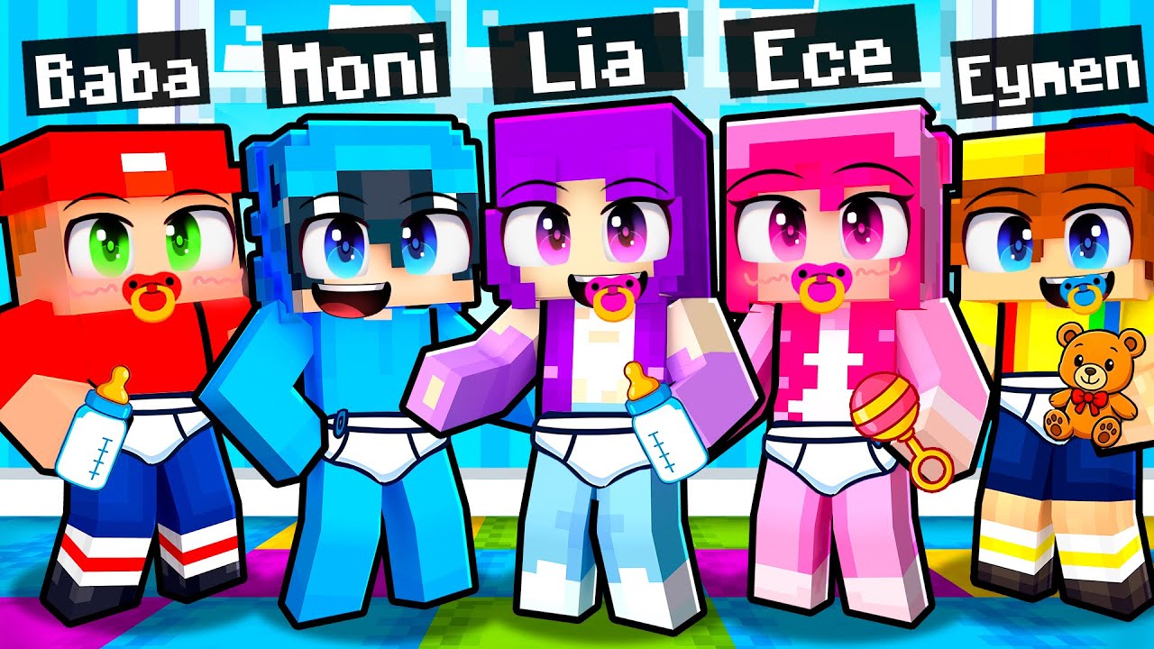 Minecraft'ta 10 Arkadaş BEBEK olarak Büyüdü!