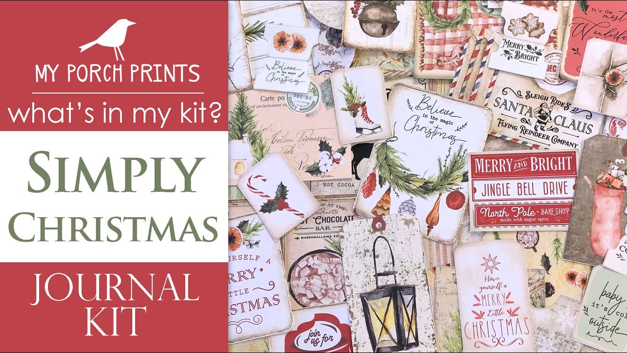 What's In My Kit ❤️💚🤍| SIMPLY Christmas Journal Kit | My Porch Prints Junk Journaling Tutorials