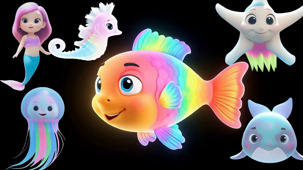 Calm Baby Sensory Video 🐠 | High Contrast Fish for Tummy Time on Black Background (30 Minutes)