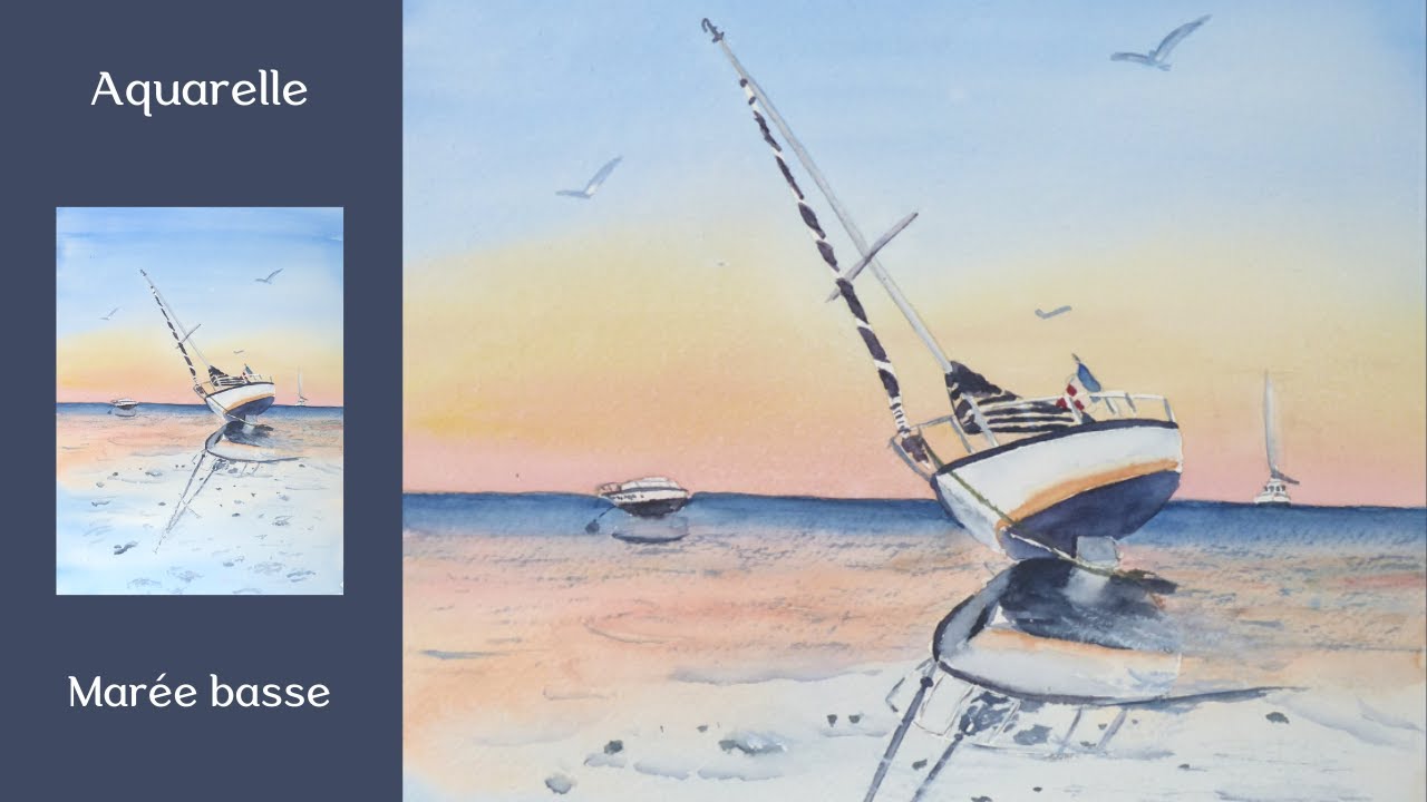 Aquarelle : L' estran