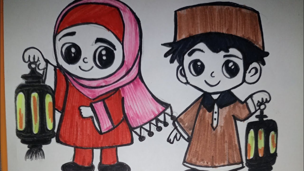 Easy Ramadan drawing || stickers making for Ramadan gift 