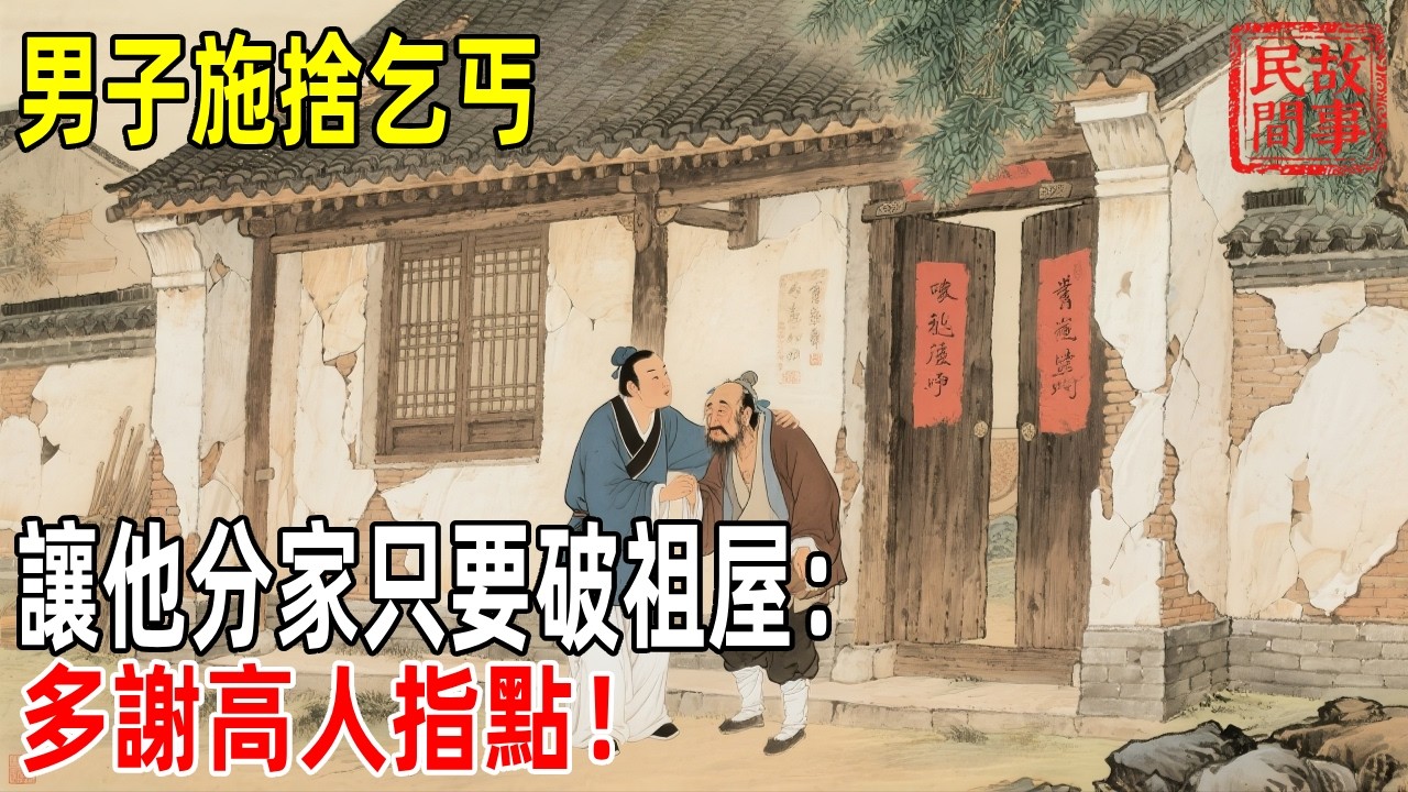 男子施捨乞丐，讓他分家只要破祖屋：多謝高人指點！【壓箱底的舊事】#故事#民间故事#故事会#民間故事#故事會#温馨故事#民间传统故事