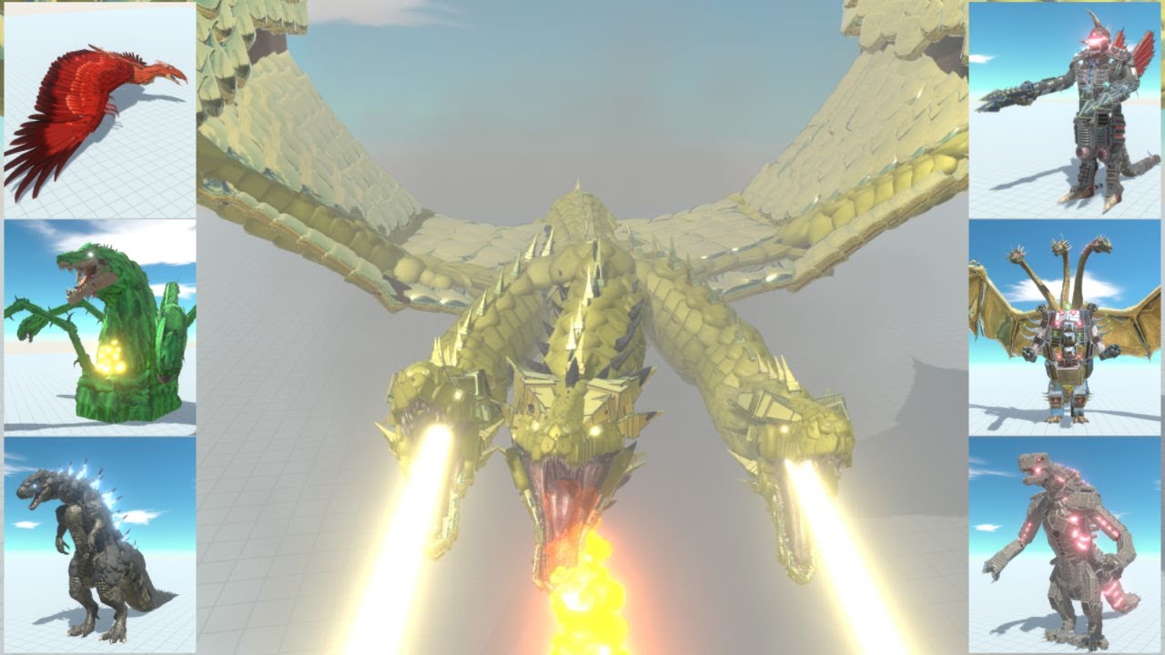 King Ghidorah vs Godzilla and Kaiju Animal Revolt Battle Simulator