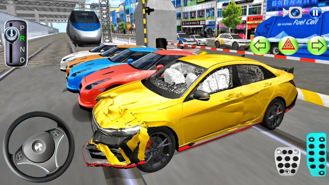 New Hyundai Elantra-N & Supercar vs Bullet Train - 3D Driving Class 2026 Car Game! Android Gameplay