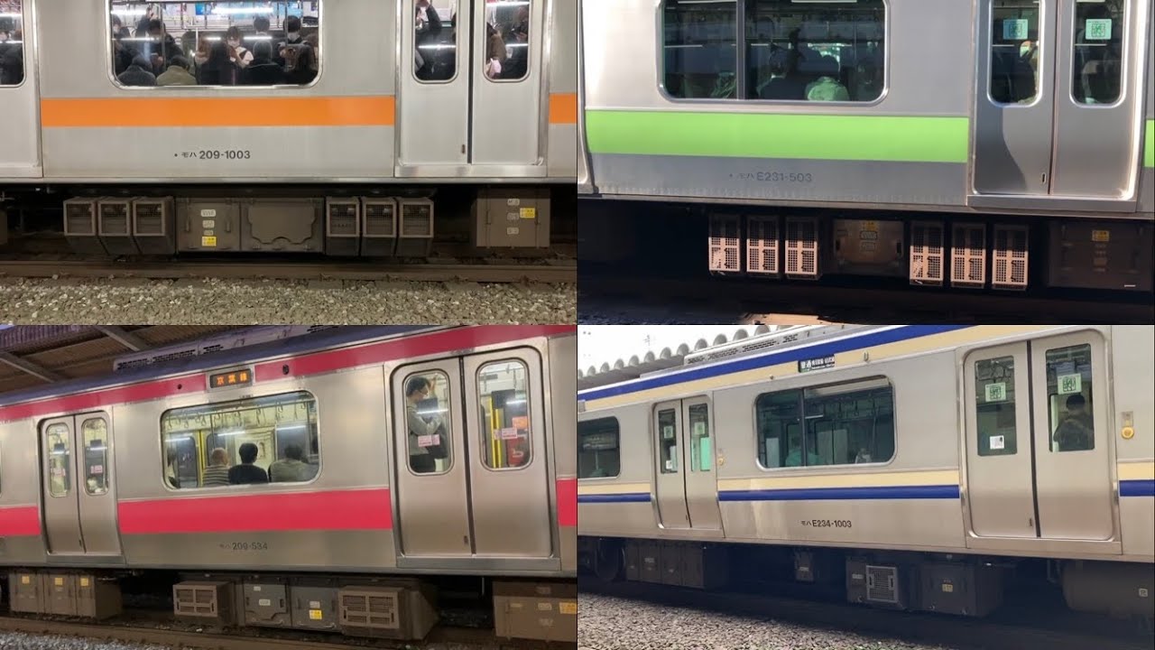 JR東日本新系列電車(209系,E217系,E231系,E233系,E235系,E501系,E531系,E131系)加減速シーン・39連発 / JR-East trains VVVF sound