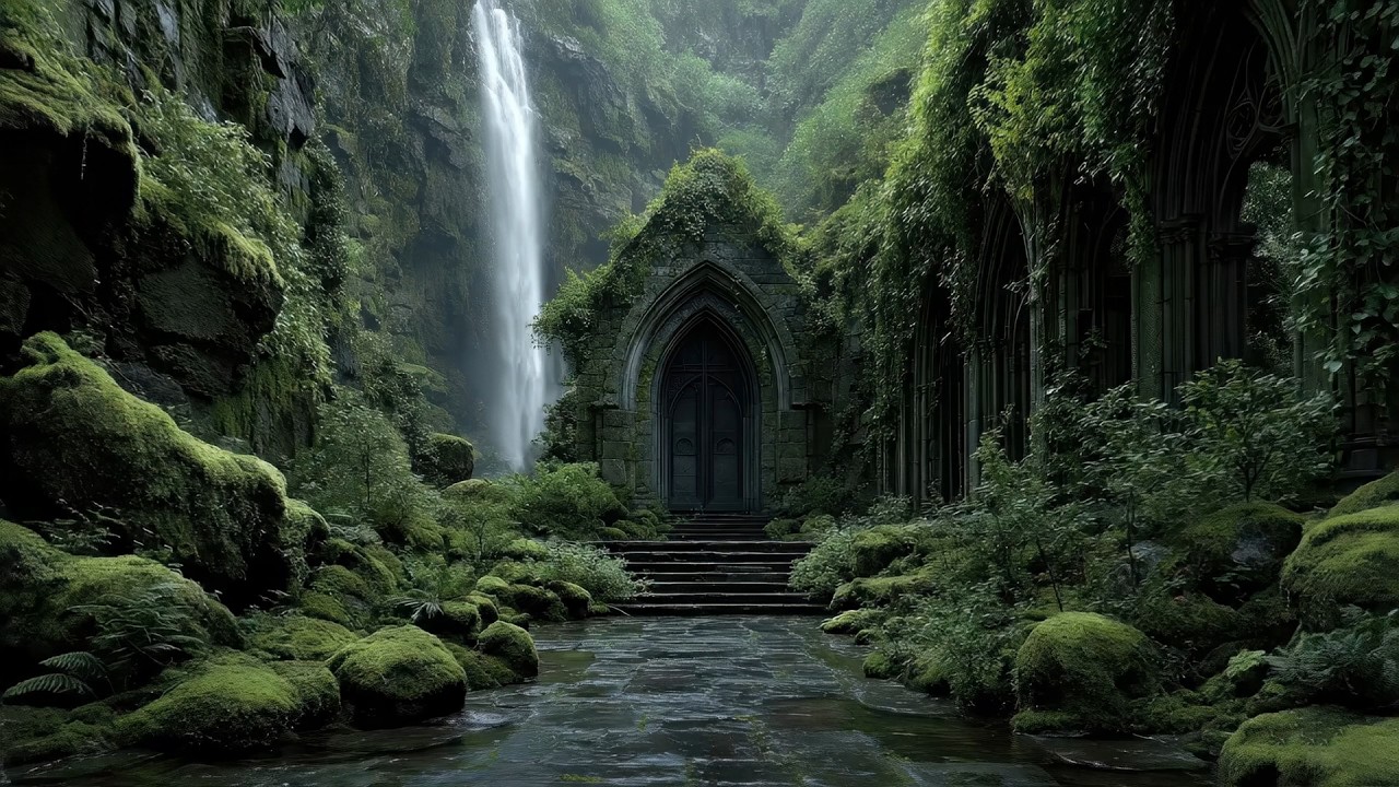 🍃 Relaxing Celtic Medieval Music | Forgotten Temple Beneath the Whispering Falls