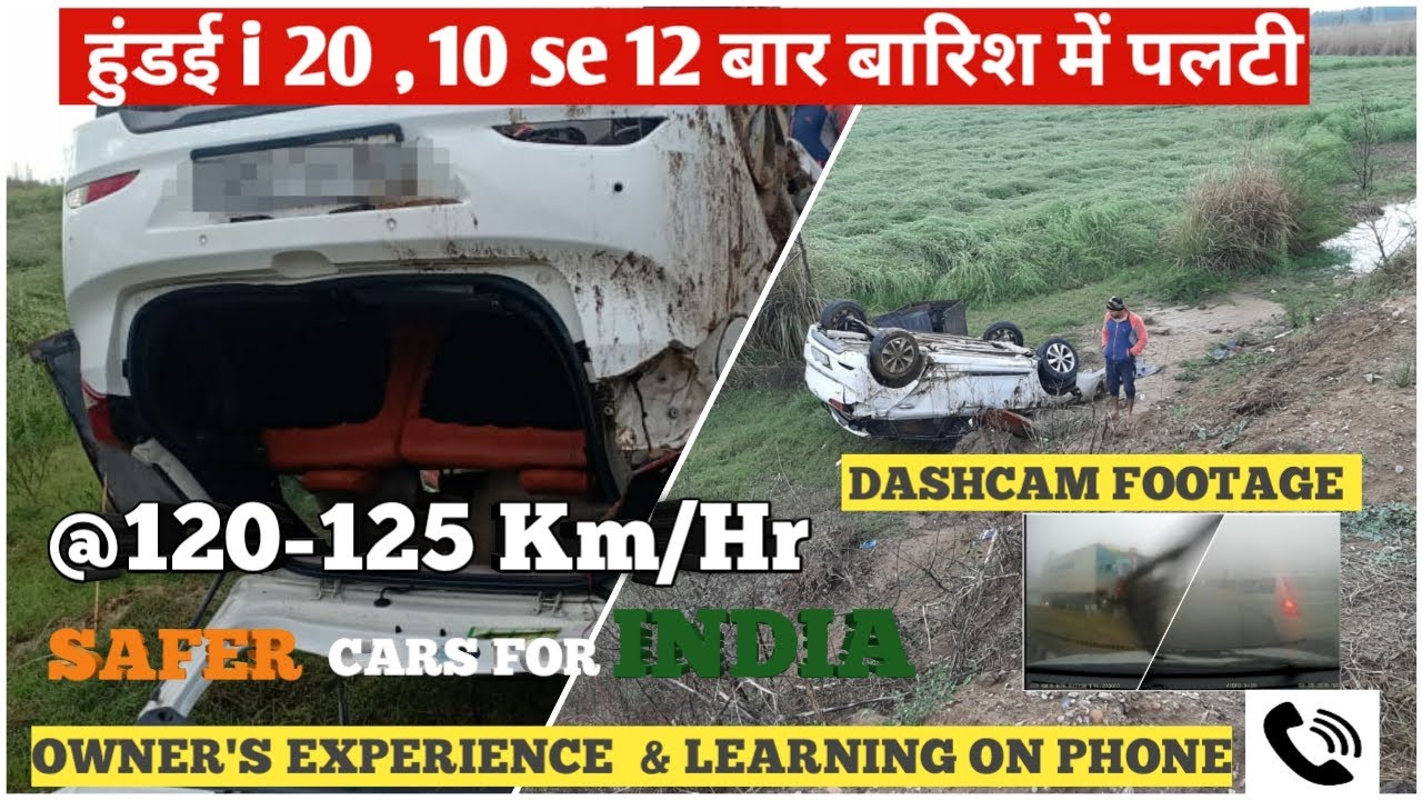 Hyundai i20 Rolls Over 12 Time @ 125 k/h | Hyundai i20 Accident on Dashcam Saves Owner | Nikhil Rana