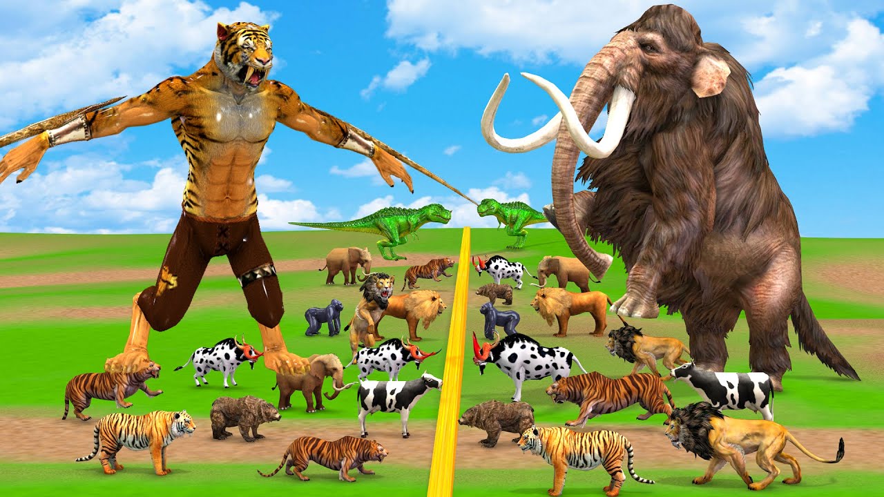 The Ultimate Battle Wild Animals vs T-rex Dinosaur Mammoth Death Run Animal Revolt Battle Simulator