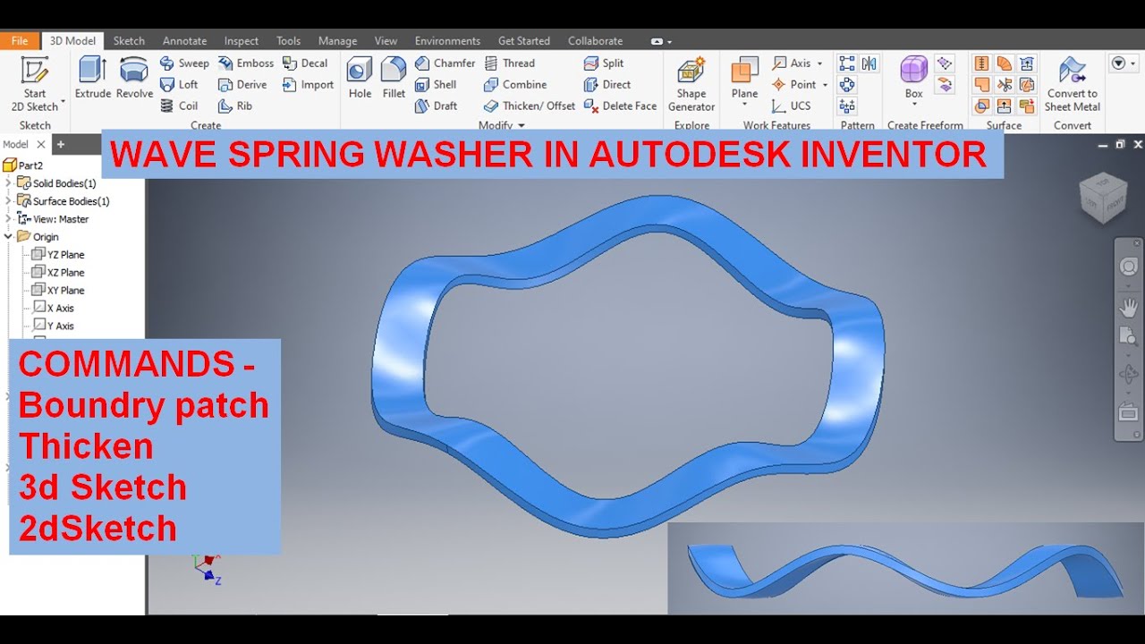 Шайба волнистая пружинная в Autodesk Inventor || Поверхности в Autodesk Inventor || Сложные черте...