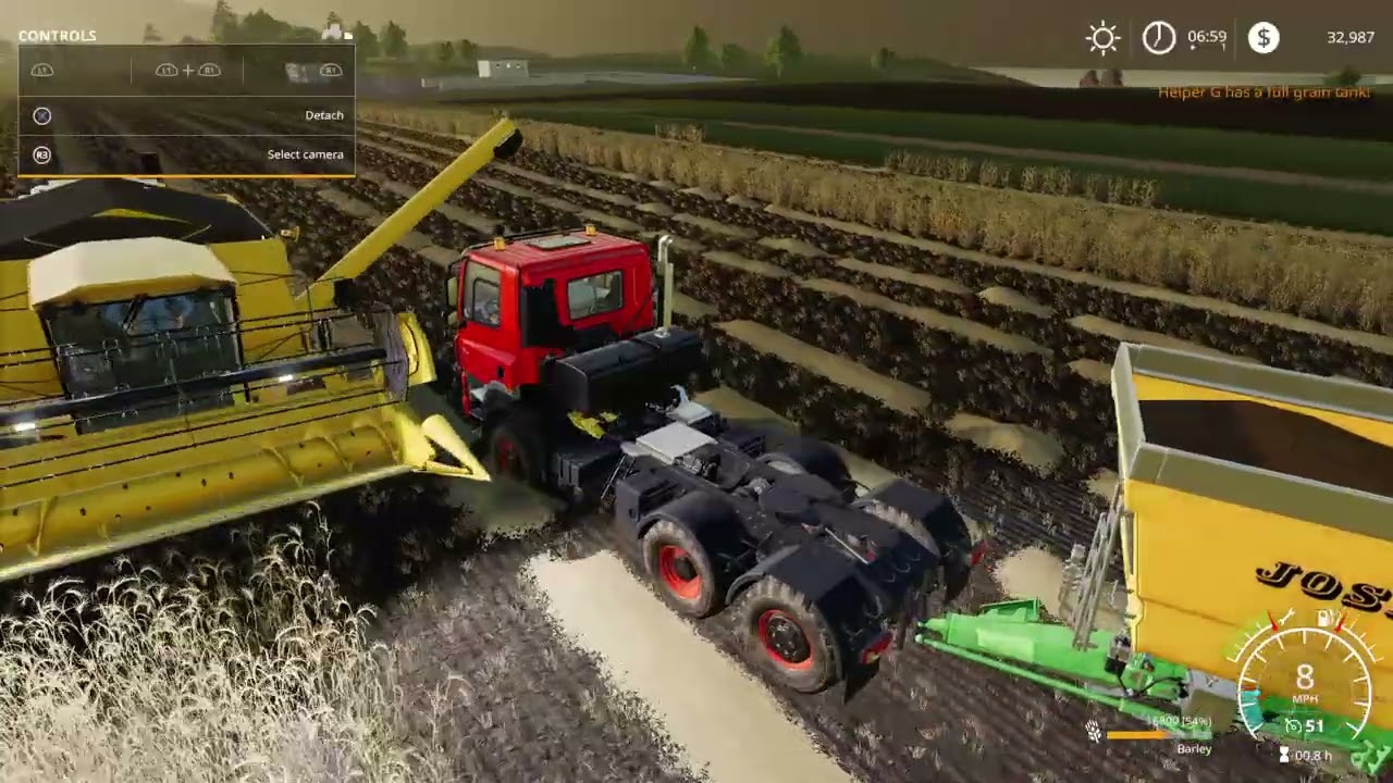 Farming Fridays: Farming Simulator 19 Field 8 Barley Harvesting With 2 Harvesters + Transport