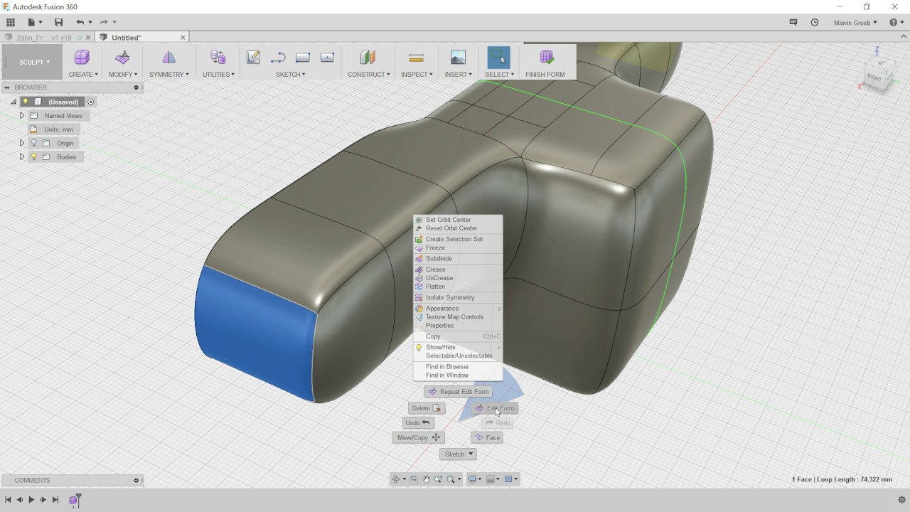 Let's CAD - Fusion 360 - Folge 006 - Freeform / Freiform / Sculpt Tipps und Tricks