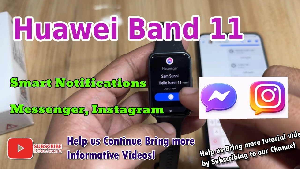 [Demo] Huawei Band Band 11  - Push Notifications Messenger and Instagram 