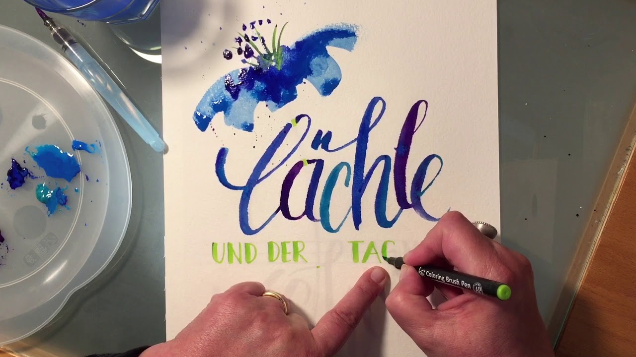 #lettering Tutorial Pinsel Aquarell Verlauf Handlettering deutsch