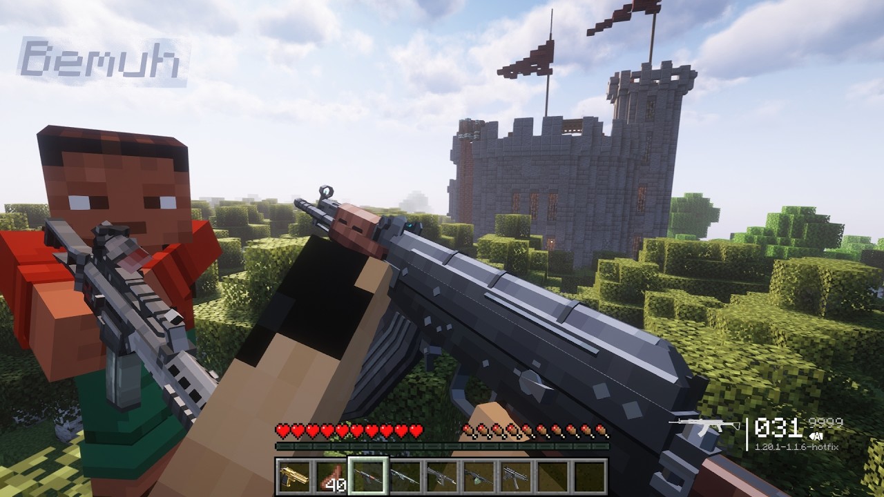 WE DESTROYED a Pillager Castle with MODERN GUNS in Minecraft 💥