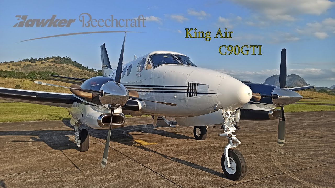 Beechcraft King Air C90GTI Start Taxi e Decolagem no Aeroporto de Cachoeiro Espirito Santo SNKI