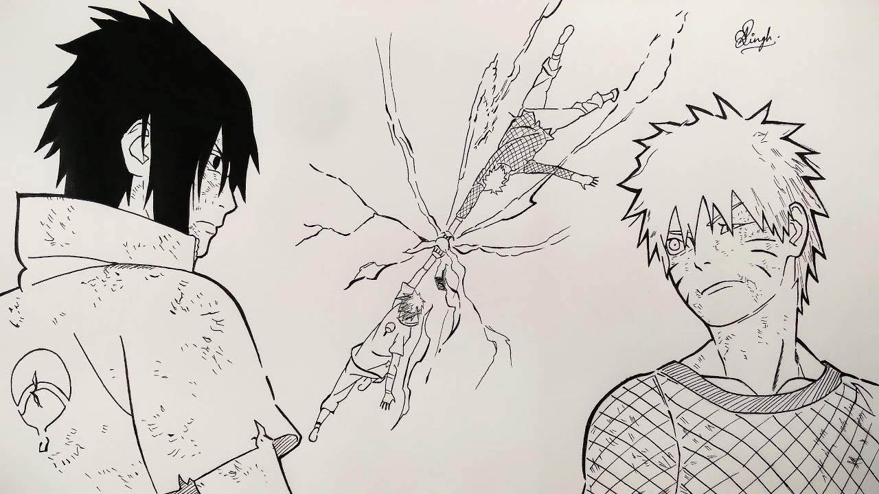 Drawing Naruto vs Sasuke (Manga Sketch) - Naruto Shippuden