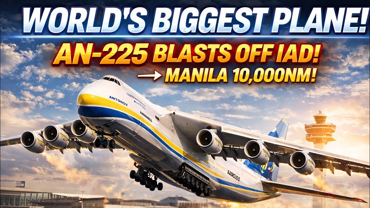 WORLD'S BIGGEST PLANE! Antonov An-225 PUSHBACK, INSANE Takeoff from IAD to Manila |World of Airports