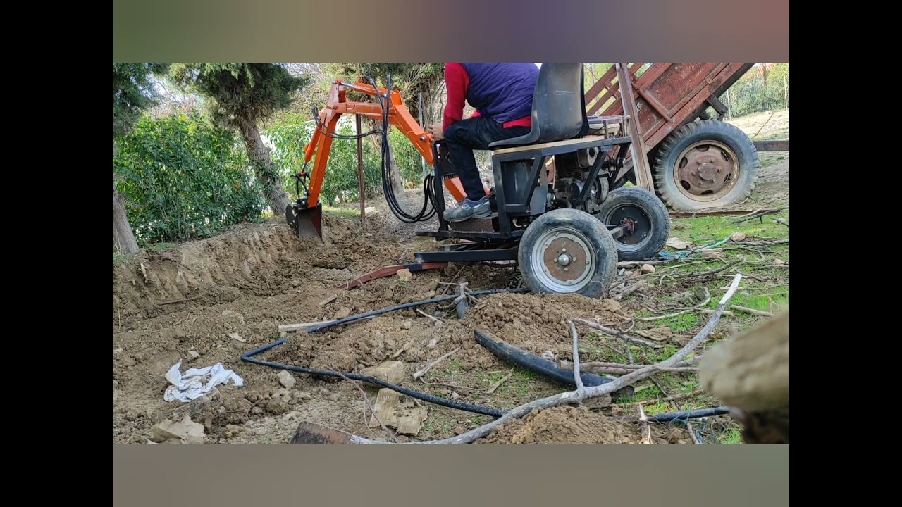 homemade mini 360 excavator .dig to make a fence @Qsisx