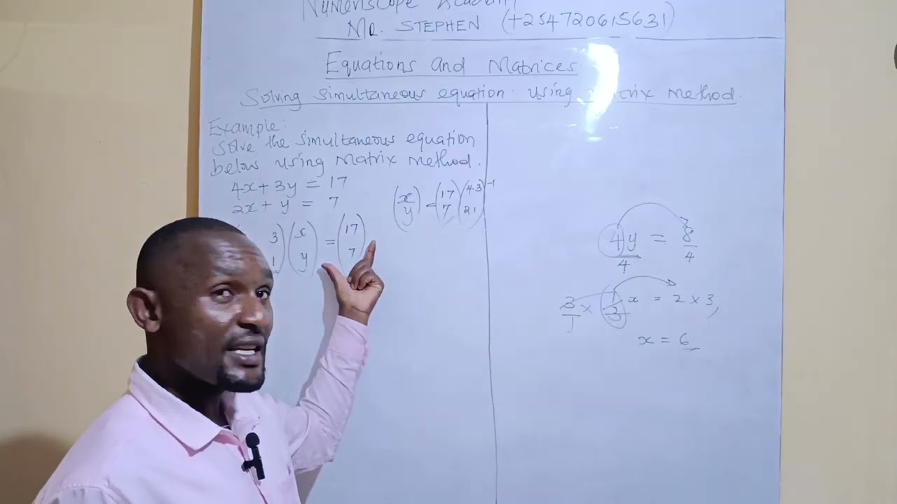 Solving Simultaneous Equations Using Matrix Method | Step-by-Step Matrix Algebra  by Mr. Stephen