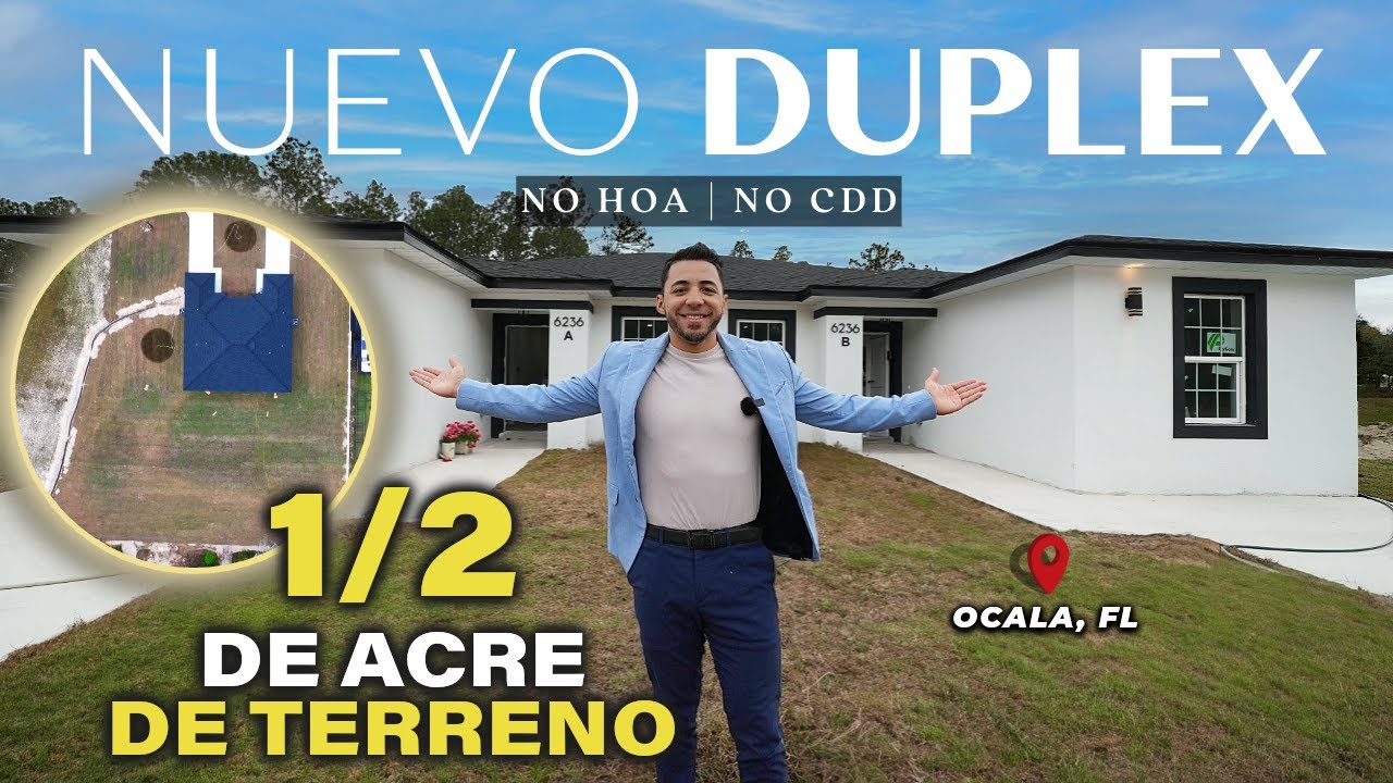 Nuevo DUPLEX esquinero en Ocala, FL ¡Con el terreno MÁS AMPLIO del área y a Precio DE OPORTUNIDAD😱!