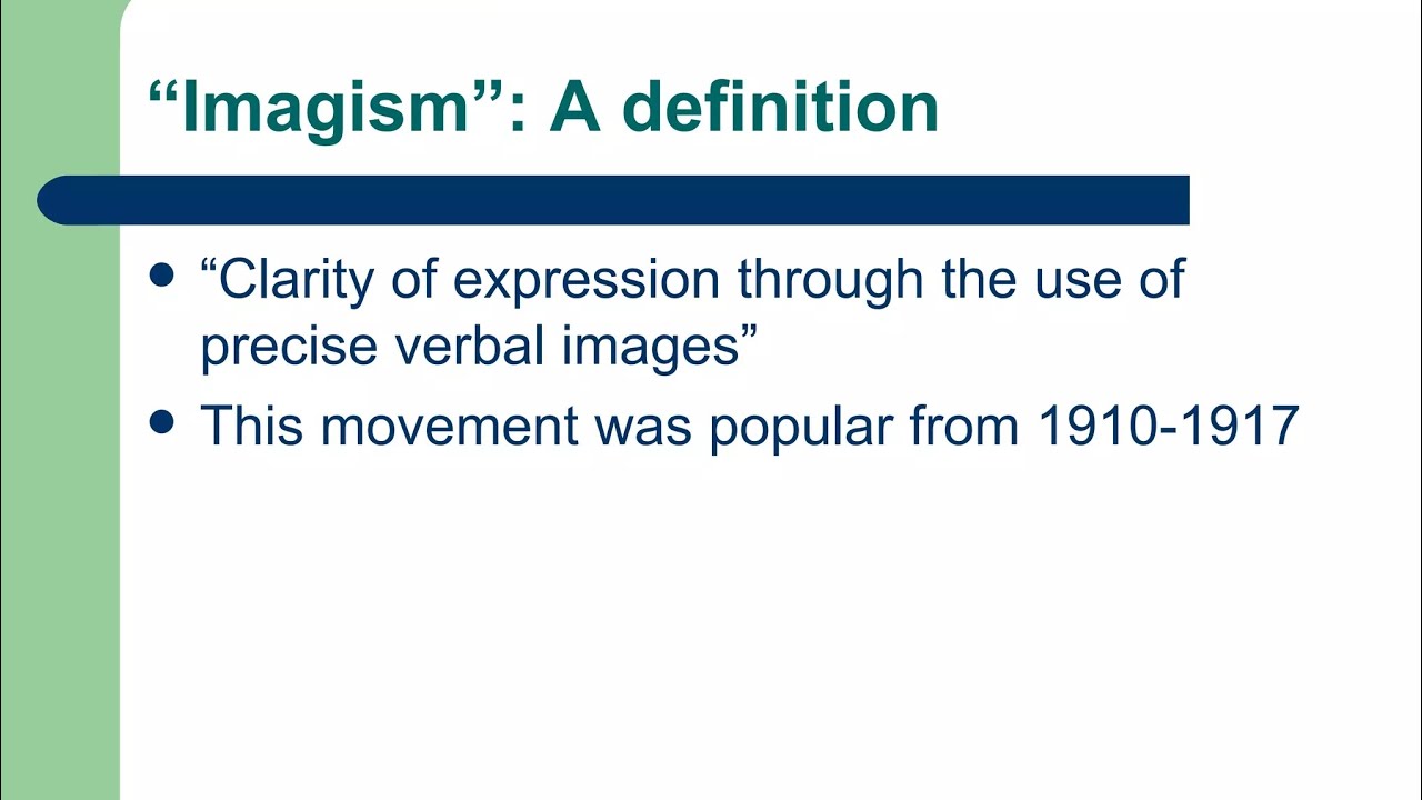 Imagism, Modernism, Characteristics of twentieth century poetry 