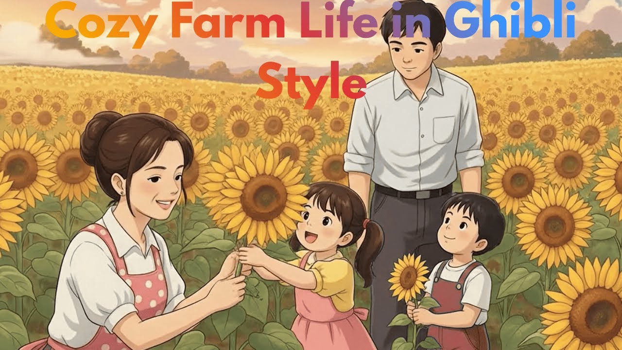 Cozy Farm Life in Ghibli Style 🌾🐷 | Cute Animals, Harvest & Peaceful Countryside 🐮🌽