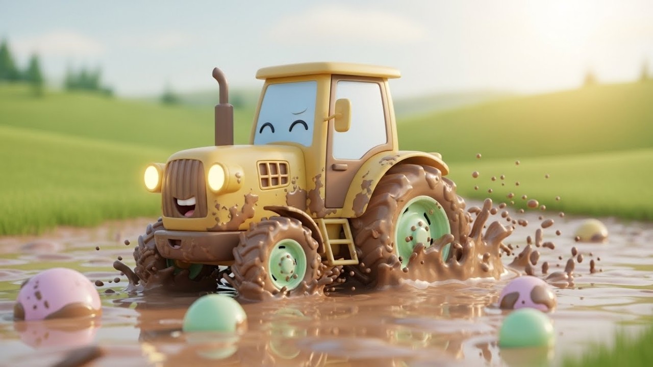 Забавный трактор, застрявший в пузырчатой грязи 🚜🧼🫧 | Мультфильм для детей и весёлые приключения