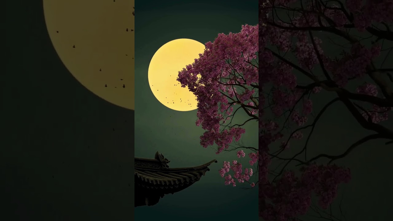 Cherry Blossom under Moonlight #shorts #cherry #nature #sky #night