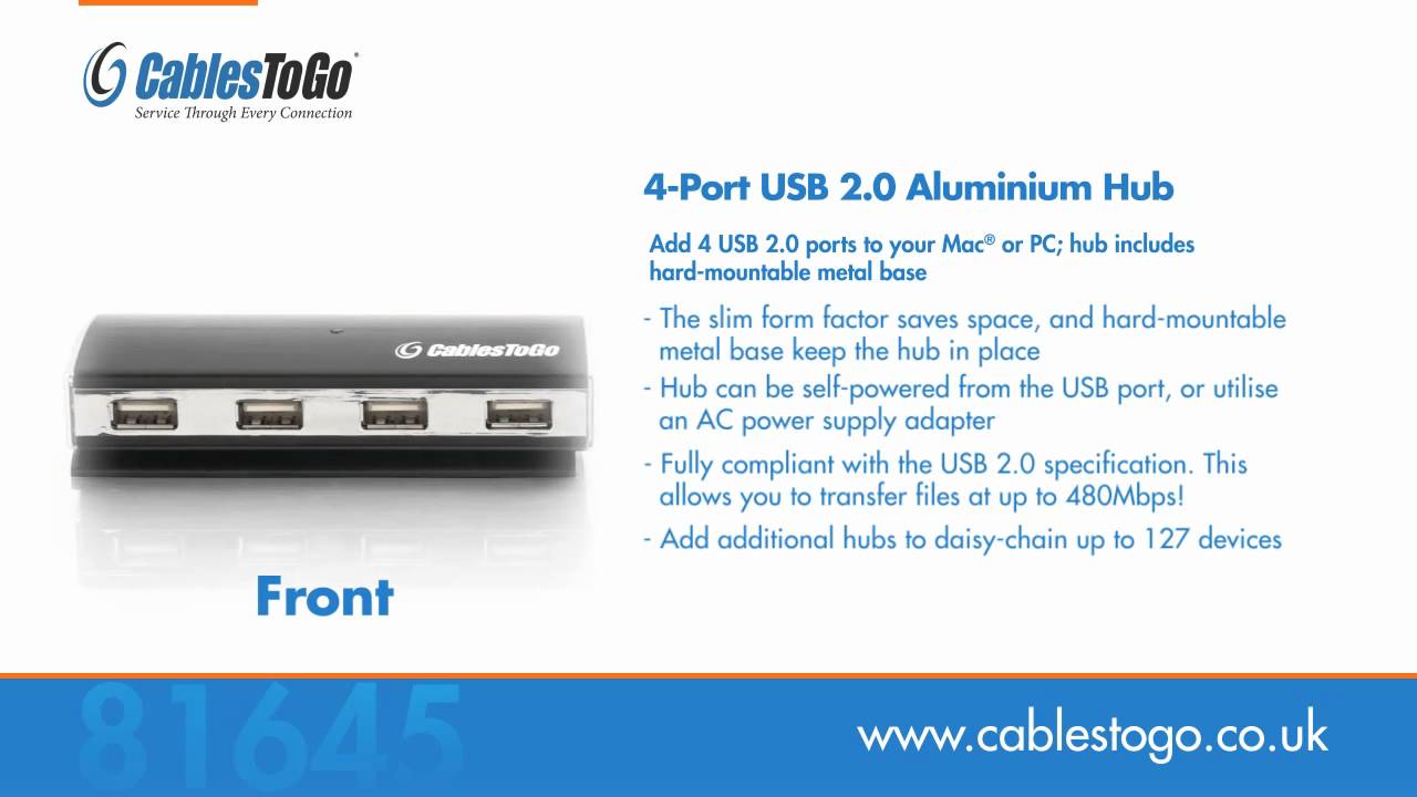 4-Port USB 2.0 Aluminum Hub