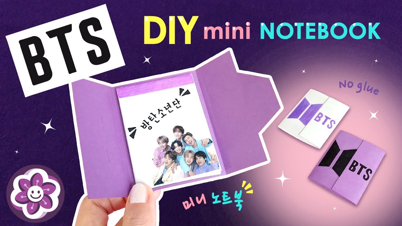 💜 DIY BTS mini Notebook | No GLUE | School Supplies | DIY BTS Crafts | BTS DIY 미니수첩 노트 [HappyTime21]