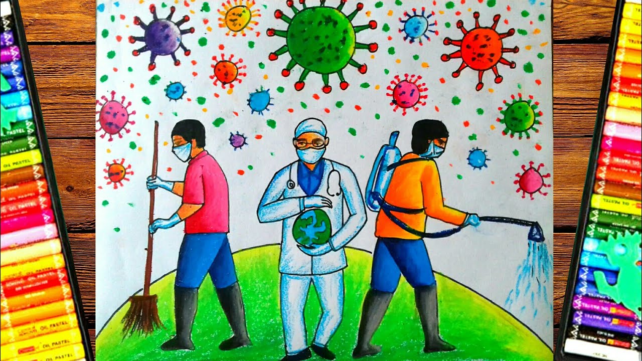 Coronavirus drawing easy||coronavirus awareness painting with pastel color