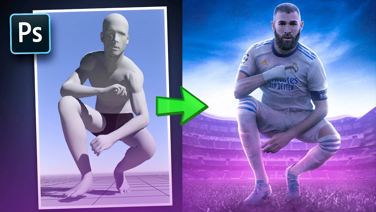 i make this photo with adobe photoshop!! | karim benzema |Combining body