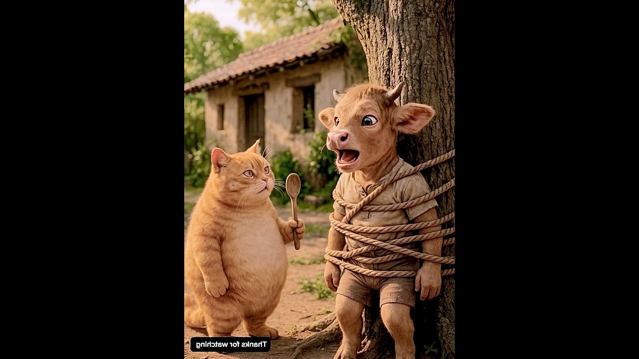 Cat Attacks Cow&rsquo;s Baby! Police Arrests the Criminal Cat! #CowVsCat #AnimalFight #ViralVideo #FunnyAi