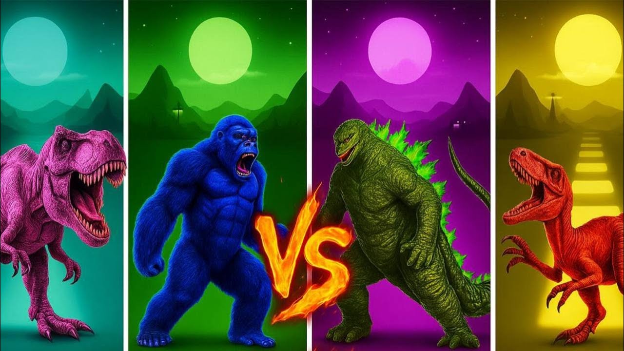 🔥 T-Rex vs Kong vs Godzilla vs Raptor – Ultimate Mega Battle!