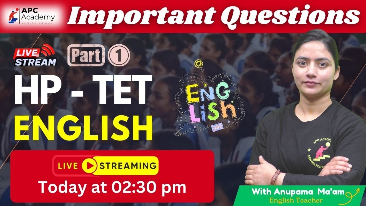 HP - TET || ENGLISH || P-1 Most Important Questions + PYQ #hptet2024 #apcacademy #englishgrammar